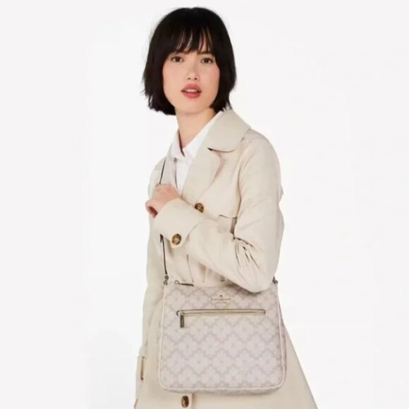 Kate Spade Signature Flower Large Swingpack Crossbody Bag - Dark Beige NWT - Picture 3 of 7